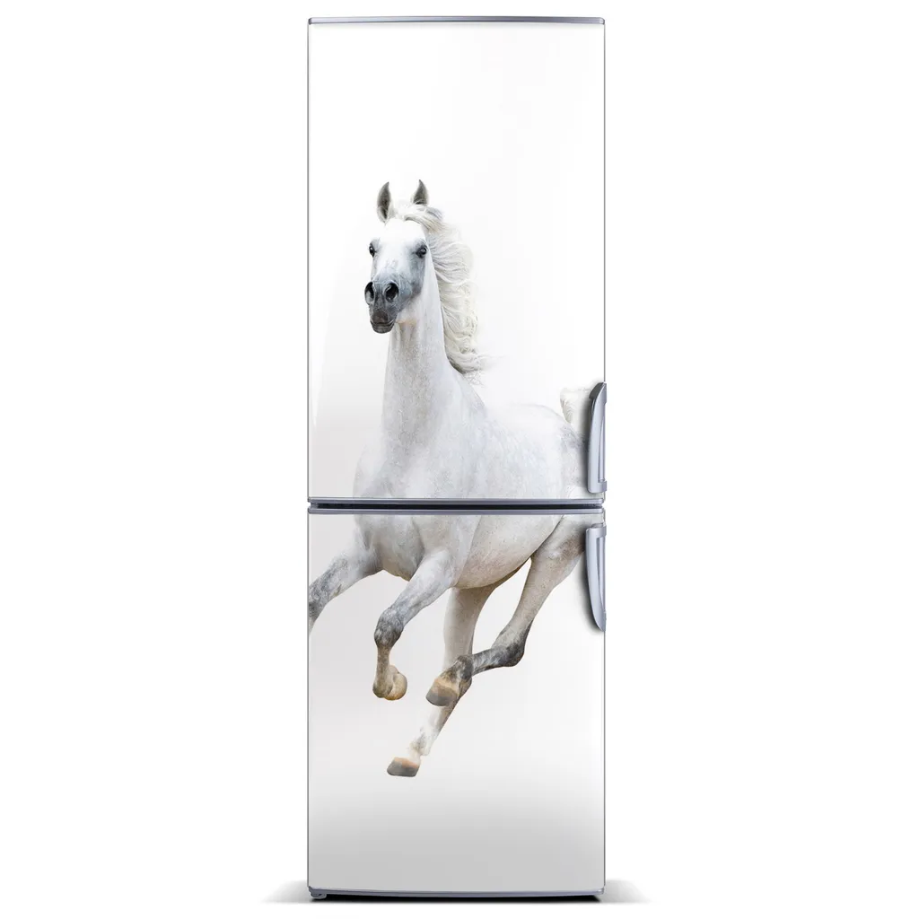 Tulup Kühlschrankdekoration - Magnetmatte - 70 cm x 190 cm - Magnet auf dem Kühlschrank - Weißes Pferd